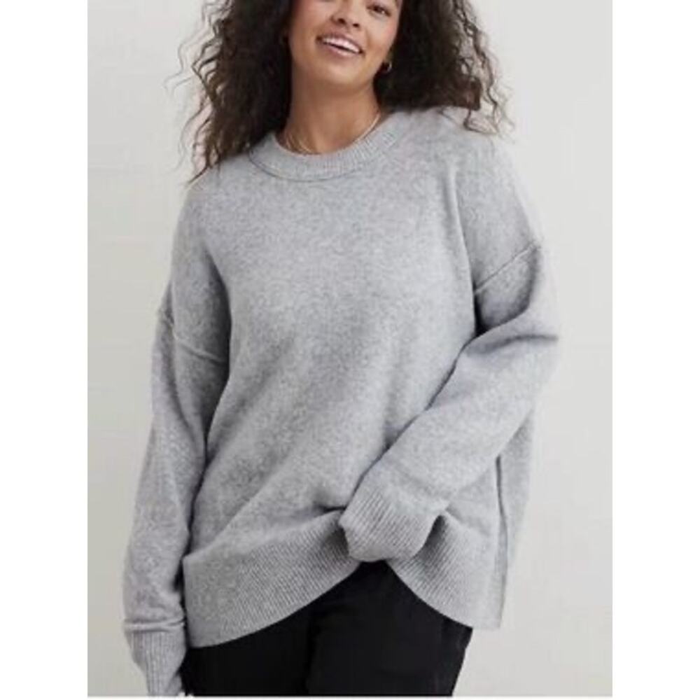 Aerie Gray Oversized Soft Knit Crewneck Sweater Women’s Medium